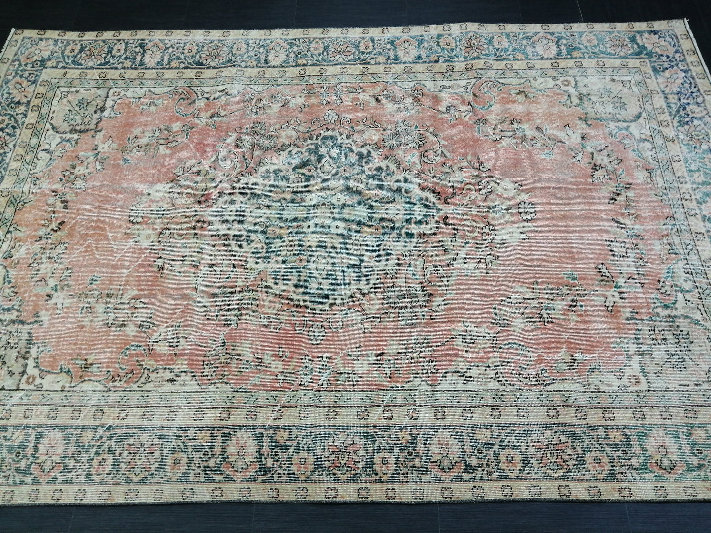 TURKISH RUG 6.4 x 9.6 Oushak Rug Vintage Oushak Rug Vintage Rug Wool Oushak Rug Hand Made Rug VintagePersian Rug Vintageturkish_rug