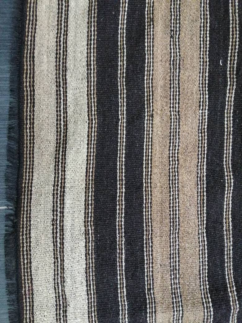 6 x 14 Neutral Oriental Flat woven Rug, No Dye Flatweave Carpet , Stripped Flatweaving, Rustic Rug, Farmhouse Rug, Dark Oushak 6x14 rug