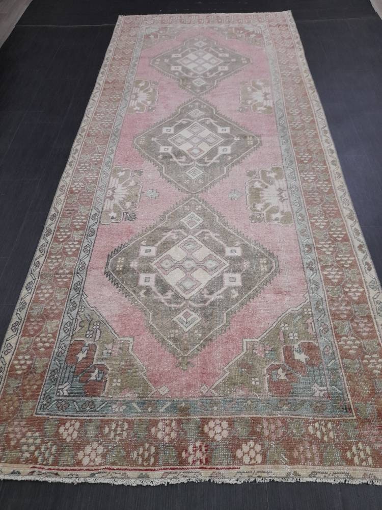 Muted Vintage Turkish Runner Rug 4.8 x 11 Orienta Runner Rug muted Vintage Runner Rug Hallway Runner Rug Kitchen Runner Rug Wool Runner Rug