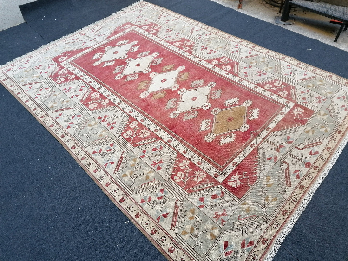 9'5x7'11 oushak turkish rug, vintage turkish rug,oushak vintage rug,vintage rug,kitchen rug,vintage anatolian rug,unique hand made bohemian