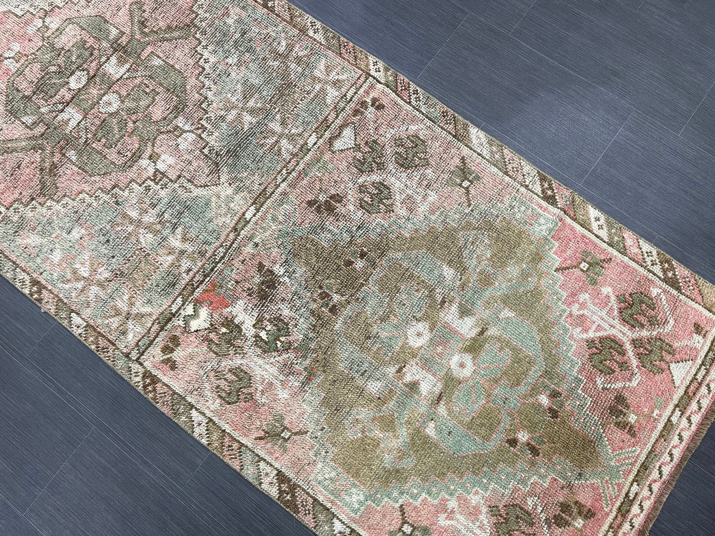 Hand Knotted Runner 3.3 x 11 Vintage Runner Rug Hallway Runner Rug Kitchen Runner Rug Wool Runner Rug Wool Turkish Runner Rug