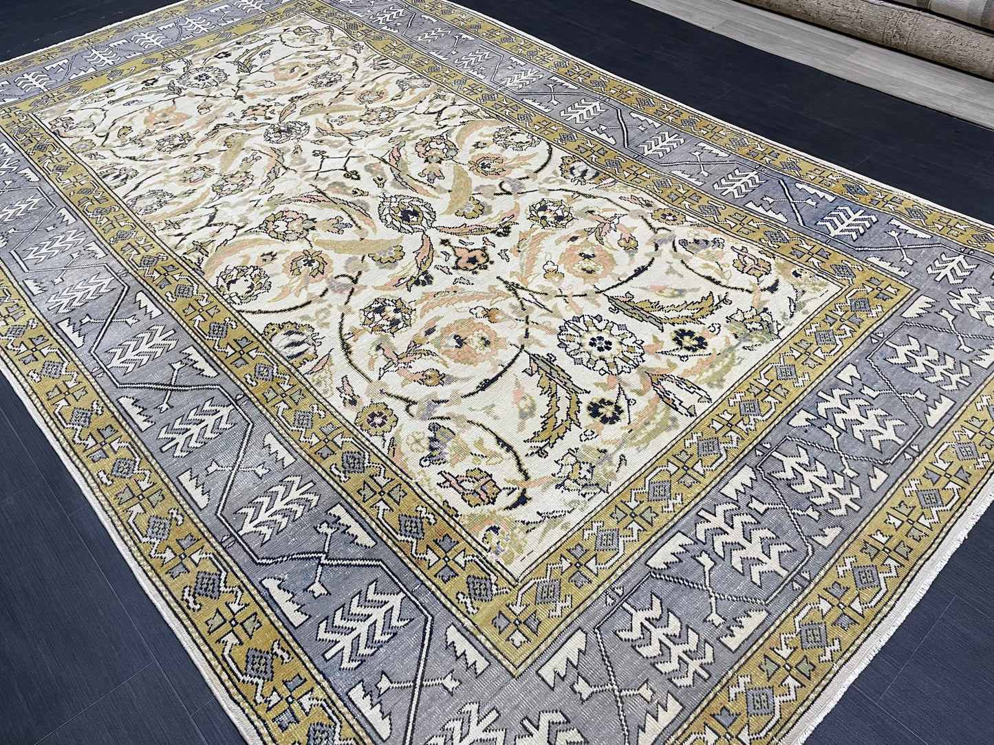 Large Fine Knotted RUG 6.3 x 10.5 Muted TURKISH Antique Rug Vintage Persian Rug Vintage Rug Wool Oushak Rug HandMade Rug Hand Knotted Rug