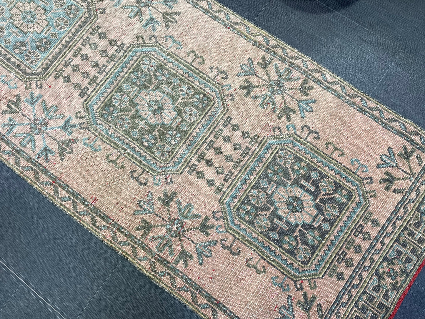 Antique Oushak Runner Rug, Vintage 3 x 11.3 Runner Rug, Hallway Runner Rug, Distressed Runner Rug, Wool Runner Rug, Handmade Runner