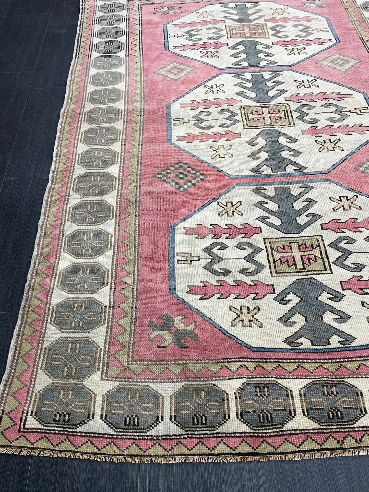 Turkish Rug 5.4 x 7.4 Oushak Rugs, Wool Oriental Rug,Persian Runner Rug Hand Knotted Rug, Vintage Rug, Hand Made Rug Oriental Rug
