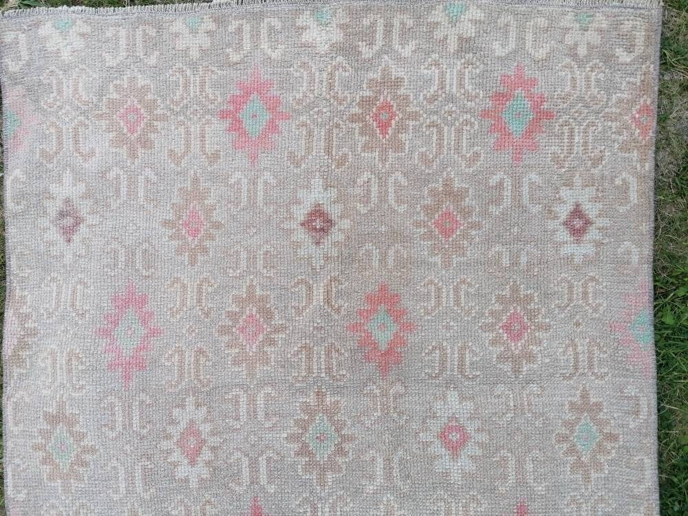 Hallway wool runner rug, handmade runner rug 2'10x6 blue bohemian rug, vintage oushak runner, turkish runner rug