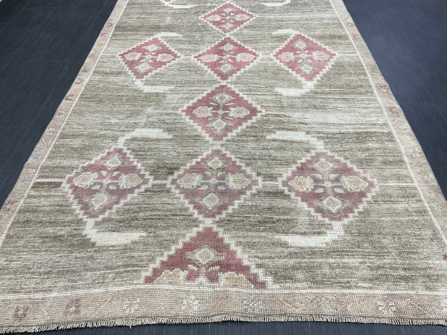 Hand Knotted Vintage Rug Muted Vintage 4.7 x 10.6 ft Rug Wool Oriental Rug Handmade Rug Vintage Oushak Turkish Rug Muted Persian Wool Rug
