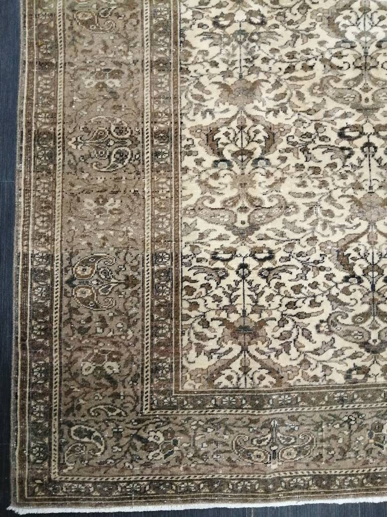 Quality Neutral Rug 6.2 x 9.5 HAND MADE Rug Neutral Vintage Turkish Rug Oushak Rug Turkish Neutral Rug, Oriental Rug, Wool large Neutral Rug