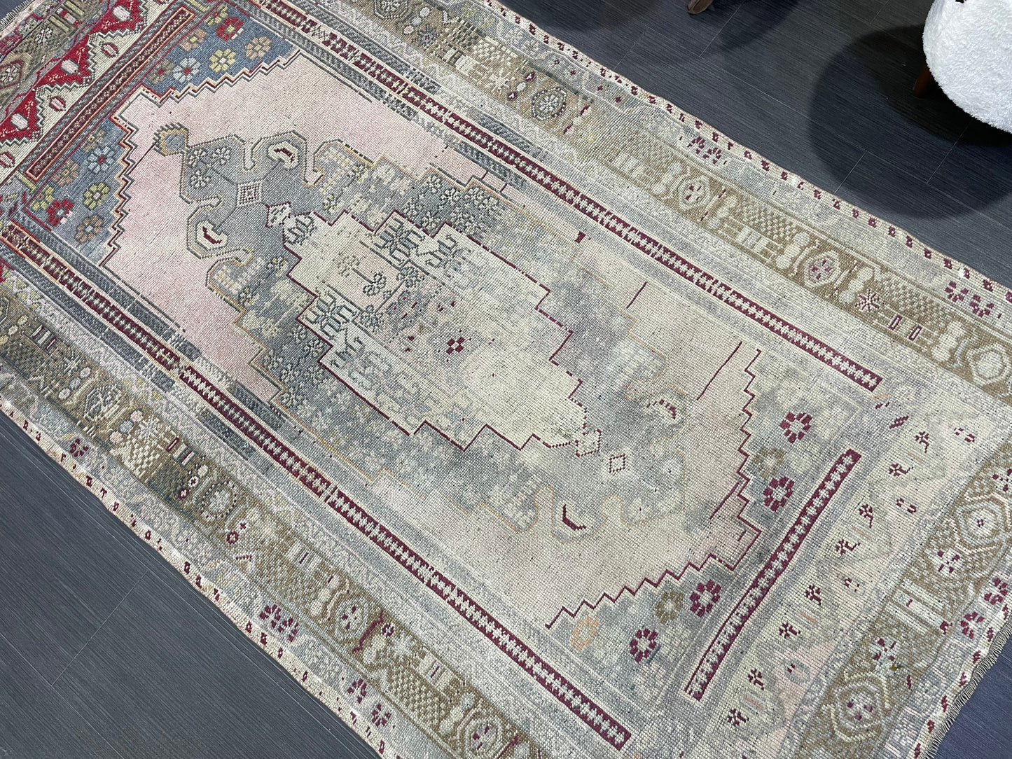 OUSHAK RUG, TURKISH 4.2 x 7.6 Rug, Vintage Rug, Vintage Oriental Rug, Wool Hand Knotted Rug, Handmade Rug, Antique Turkish Rug.