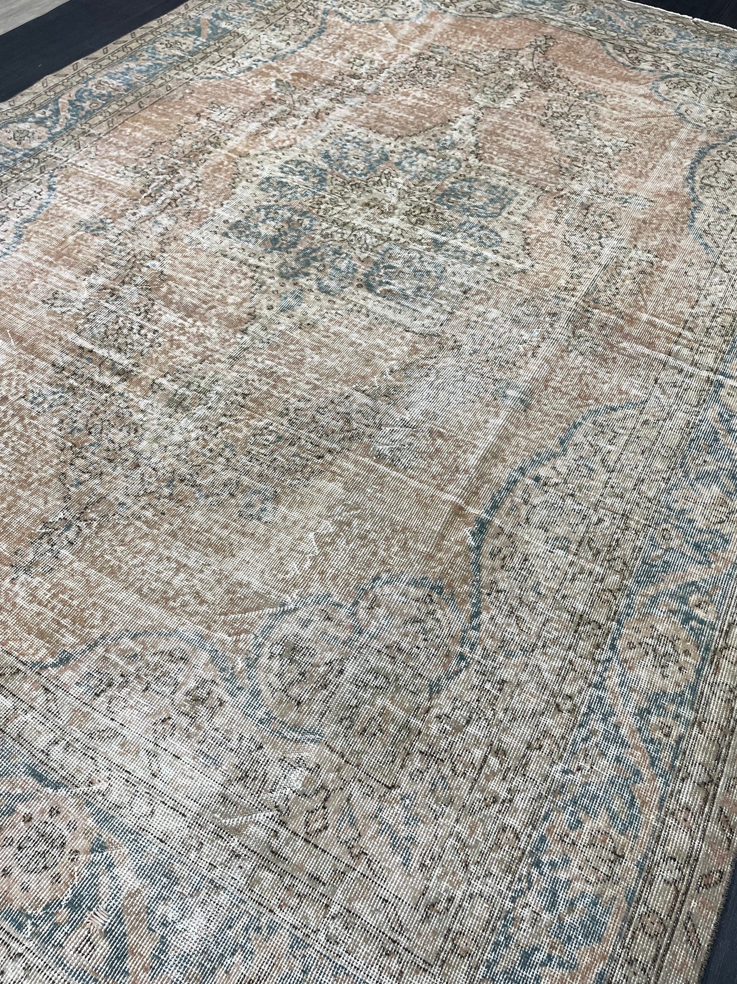 Vintage RUG Hand Knotted 7.5 x 10.6 TURKISH Rug Vintage Oushak Rug Wool Distressed Rug Handmade Rugs Vintage Turkish Rug