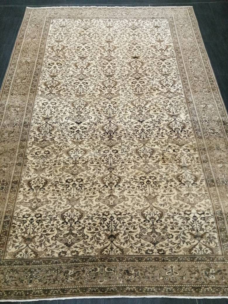 Quality Neutral Rug 6.2 x 9.5 HAND MADE Rug Neutral Vintage Turkish Rug Oushak Rug Turkish Neutral Rug, Oriental Rug, Wool large Neutral Rug
