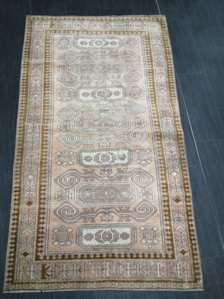 WOOL RUGS, 3.3 x 5.9 Vintage Turkish Oushak Rug, Hand woven Rug, Persian Living Room Rug, Oriental Rug, Farmhouse Rug,Knotted Rug