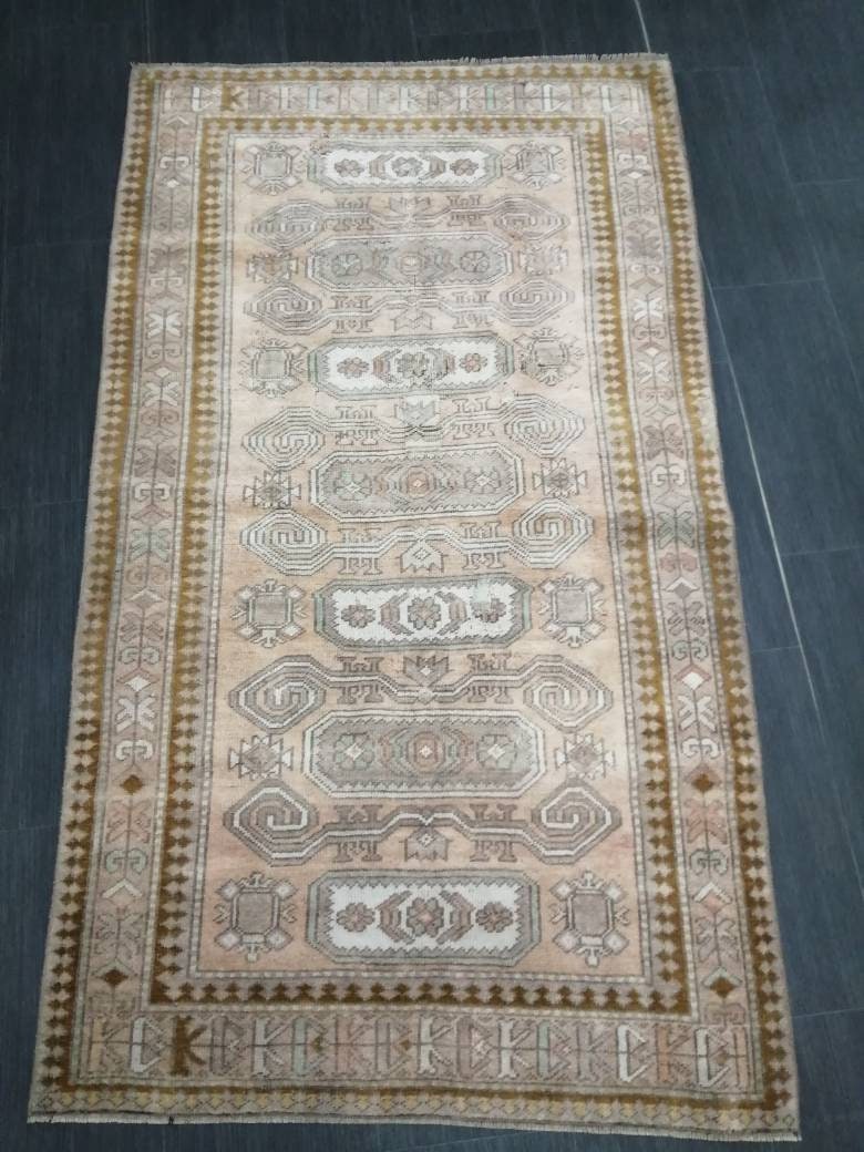 WOOL RUGS, 3.3 x 5.9 Vintage Turkish Oushak Rug, Hand woven Rug, Persian Living Room Rug, Oriental Rug, Farmhouse Rug,Knotted Rug