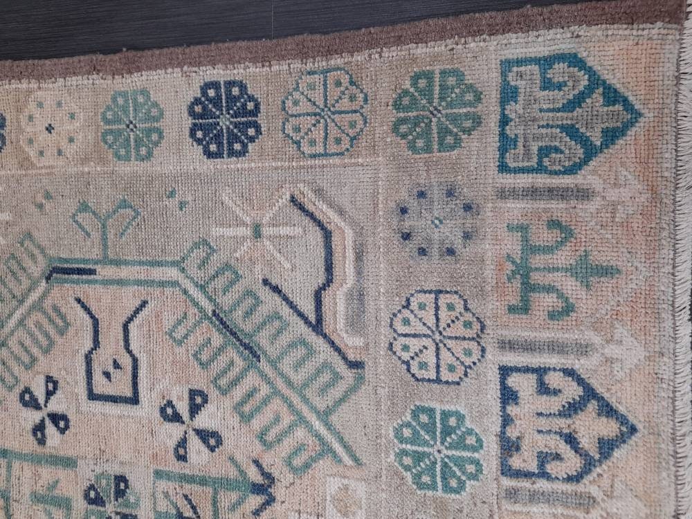 Vintage RUG TURKISH 4.3 x 6.8 Rug Vintage Oushak Rug Vintage Oriental Rug Wool Hand Knotted Rug Hand Made Rugs Antique Turkish Rug