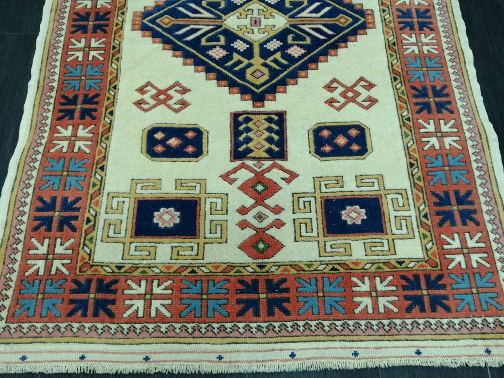 Vintage Rug 5.2 x 3.6 HAND MADE Rug Vintage Turkish Rugs Oushak Rug Hand Made Rug, Vintage Oushak Rug, Wool Rug