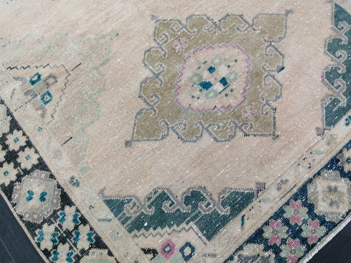 Muted Oushak Runner 4.7 x 12.8 Turkish Runner Rug Vintage Runner Rug Hallway Runner Rug Kitchen Runner Rug Wool Runner Rug Wool Oushak Rug