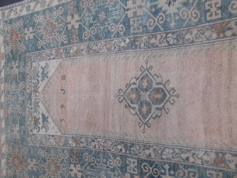 Muted Vintage RUG 3.7 x 6.6 TURKISH Rug Distressed Vintage Rug Wool Oushak Rug Large Hand Made Rugs Vintage Turkish Rug Hand Knotted Rug