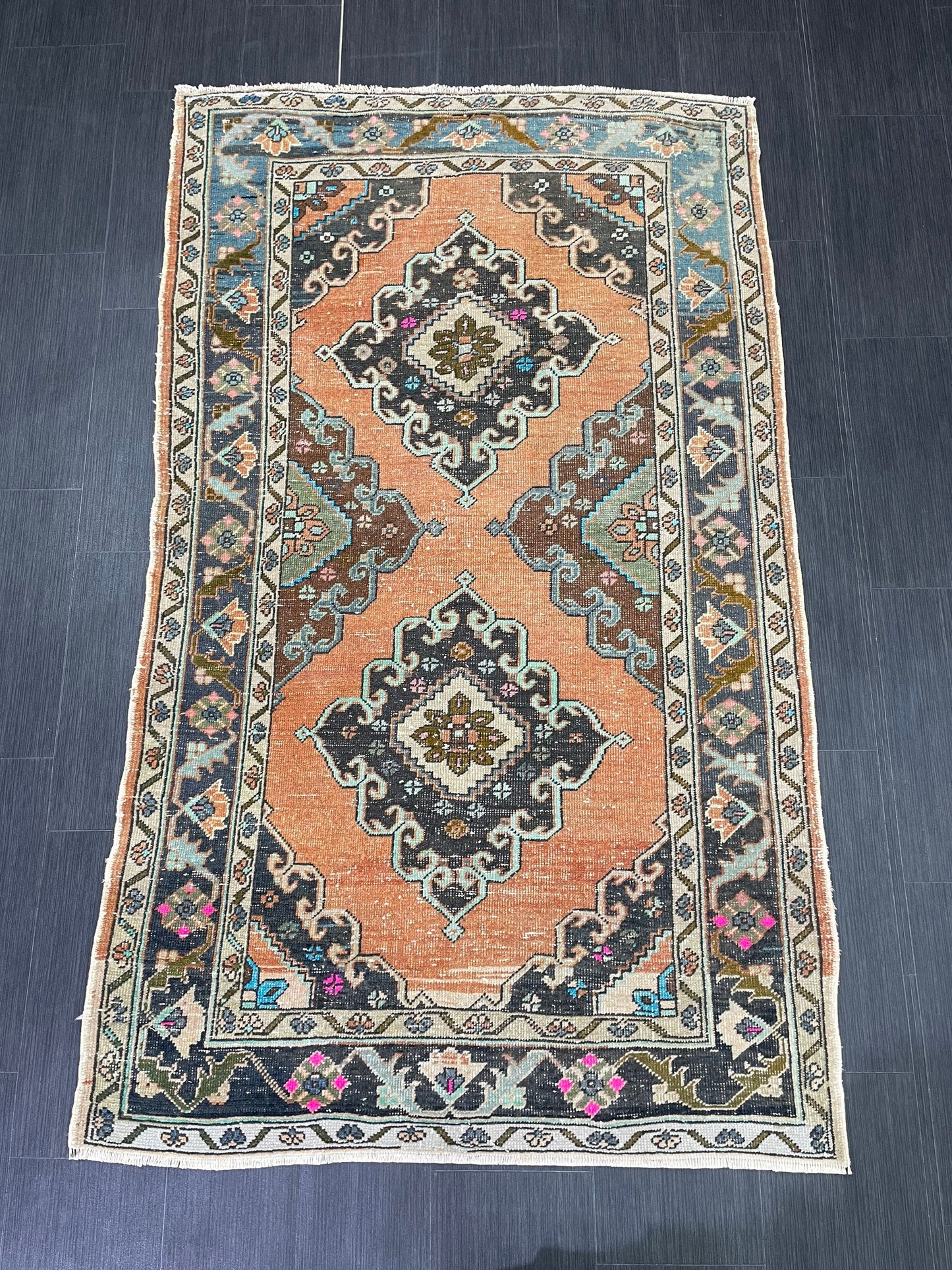 Vintage Rug 4 x 6.5 Handmade Wool Rug Muted Vintage Oushak Rug Wool Oriental Rug Hand Made Rugs Vintage Turkish Rug Muted Persian Wool Rug