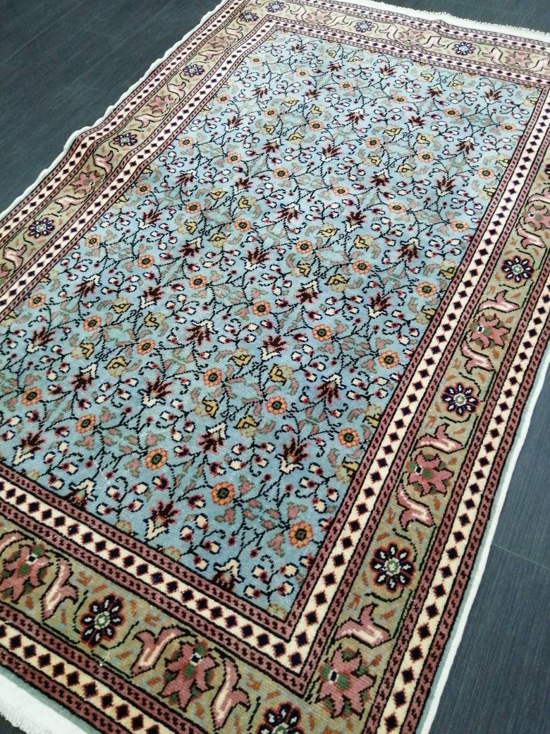 3.6 x 5.8 Blue Hand Made Rug, Oushak Rug, Rustic Rug, Bohemian Rug, Rug Runner, Turkish Rug, Farmhouse Rug, Vintage Rug, Wool rug