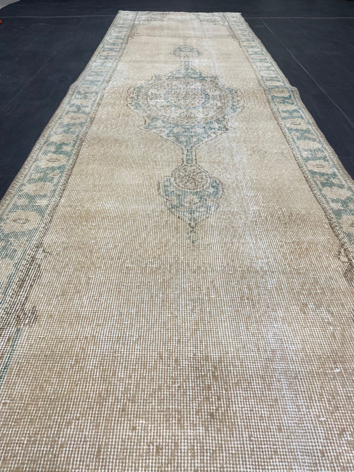 Muted Oushak Runner 2.9 x 11 Rug Distressed Turkish Runner Rug Vintage Runner Rug Hallway Runner Rug Kitchen Runner Rug Wool Runner