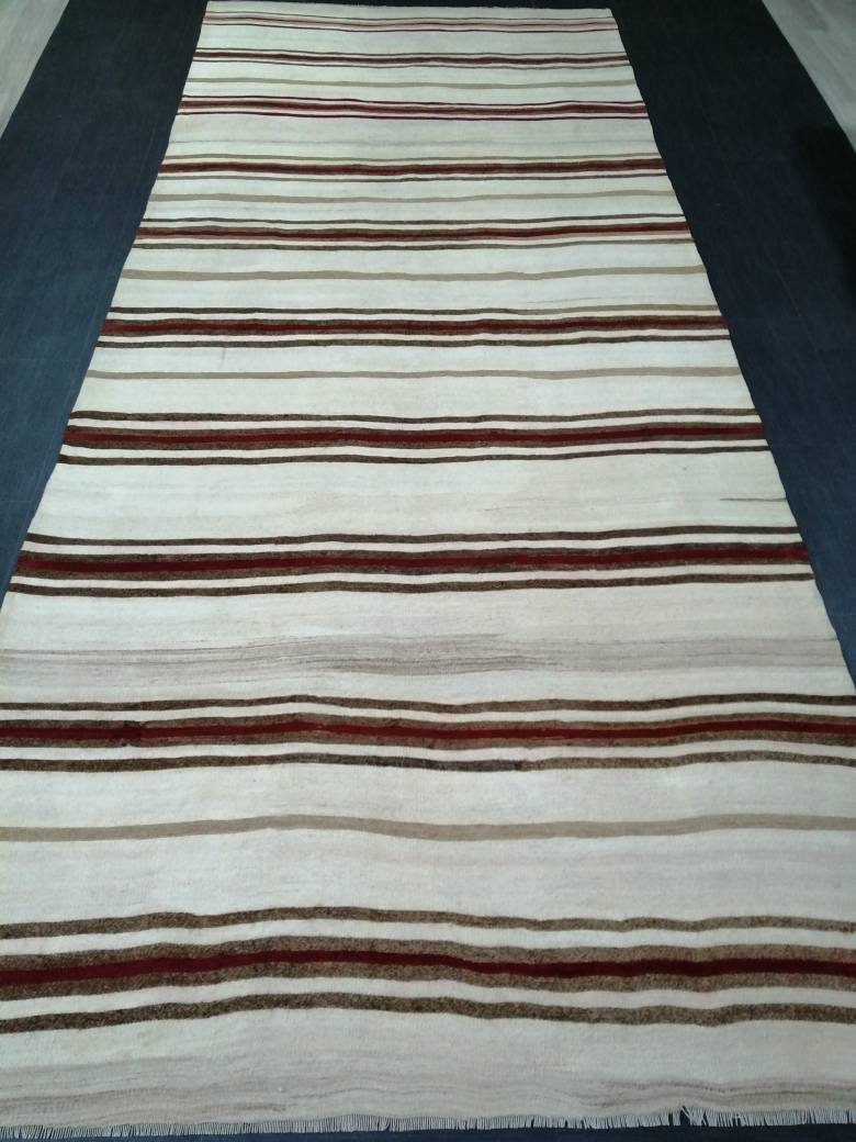 5.4 x 13 Flat Woven RUG TURKISH Rug Vintage Flat woven Runner Rug Vintage Runner Rug Wool Hand Made Rugs Muted Oriental rug