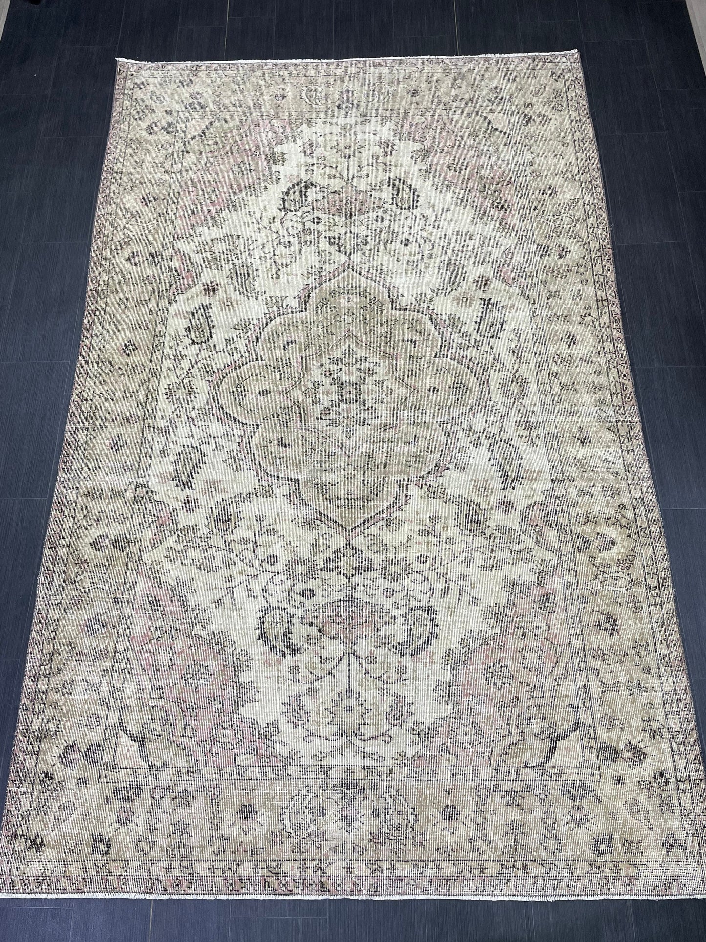 Large Handmade 6.2 x 9.7 RUG TURKISH Oushak Rug Vintage Hand Knotted Muted Rug Distressed Rug Persian Rugs Vintage Turkish Rug Oriental Rug