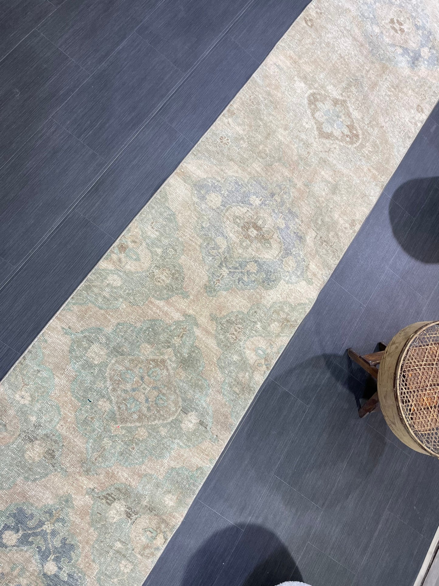 Muted Vintage Runner Rug, Handmade 2.6 x 12.8 Runner Rug, Turkish Runner Rug, Hallway Runner Rug, Persian Kitchen Runner Hand Knotted Runner