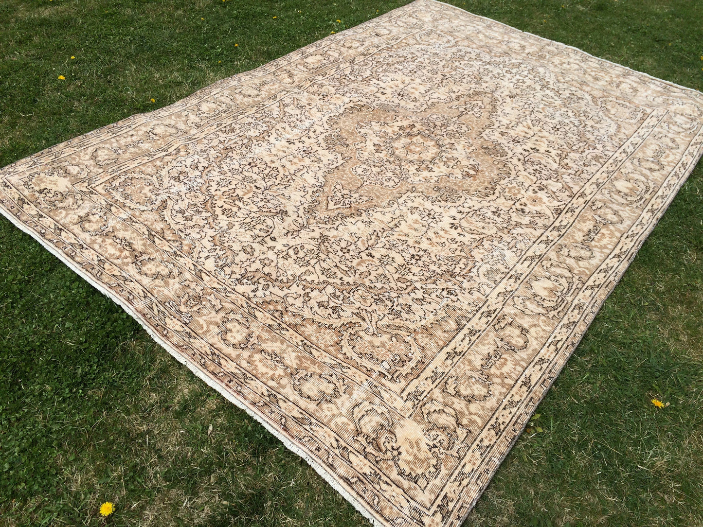 6.3 x 9.5 Vintage Oriental Large Area RUG, Turkish Rugs, Vintage Rug, Living Room Rug, Muted Persian Rug Muted Oushak Rug, Hand Knotted Rug