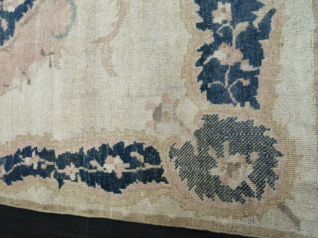 Persian Rug, Muted Vintage Rug, 5x9 Blue Turkish Rug, Wool Entryway Rug, Livingroom Rug Oushak Rug Navy Oriental Rug