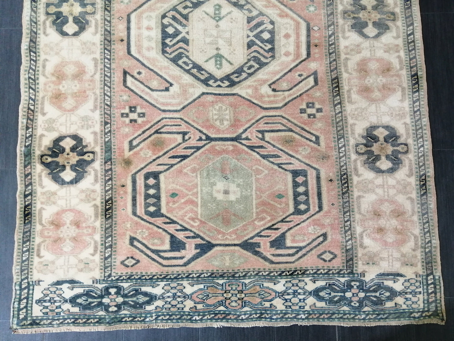 Muted OUSHAK RUG 4.6 x 7.2 TURKISH Rug Vintage Oushak Runner Rug Vintage Runner Rug Wool Rug Hand Made Rugs Vintage Turkish Rug