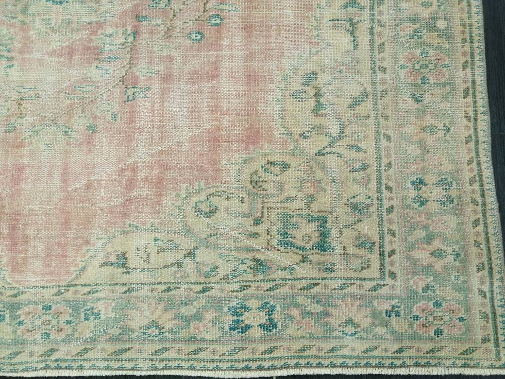 Large Vintage RUG Vintage TURKISH Rug 6.7 x 9 Vintage Distressed Rug Vintage Oushak Rug Hand Made Rugs Antique Turkish Rug Oriental Rug