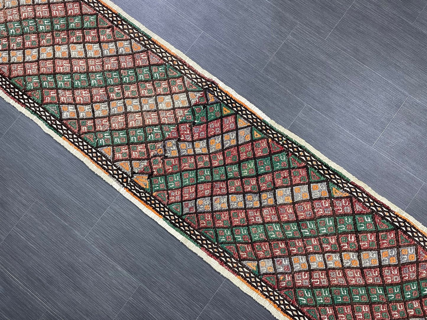 Handmade Embroidery Runner Rug 1.8 x 8 Turkish Runner Rug Flat weave Vintage Runner Rug Flat-woven Hallway Runner Rug Kitchen Runner