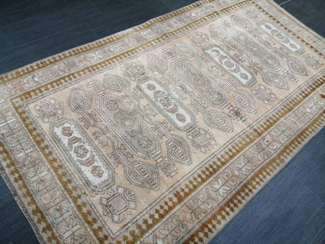 WOOL RUGS, 3.3 x 5.9 Vintage Turkish Oushak Rug, Hand woven Rug, Persian Living Room Rug, Oriental Rug, Farmhouse Rug,Knotted Rug