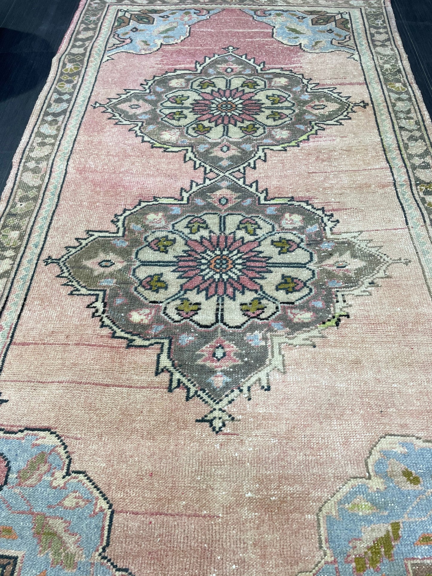 Antique Rug, Vintage 3.8 x 6.8 Rug, Turkish Wool Rug, Oushak Rug, Hand Knotted Rug, Persian Rug, Handmade Rug