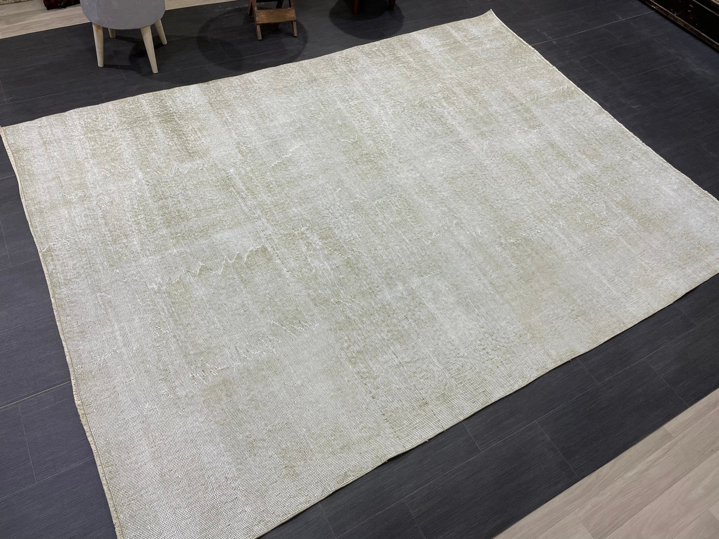 Neutral Vintage Rug Distressed 6.3 x 8.5 Rug Turkish Rug Muted Hand Knotted Wool Rug Handmade Rug Antique Rug
