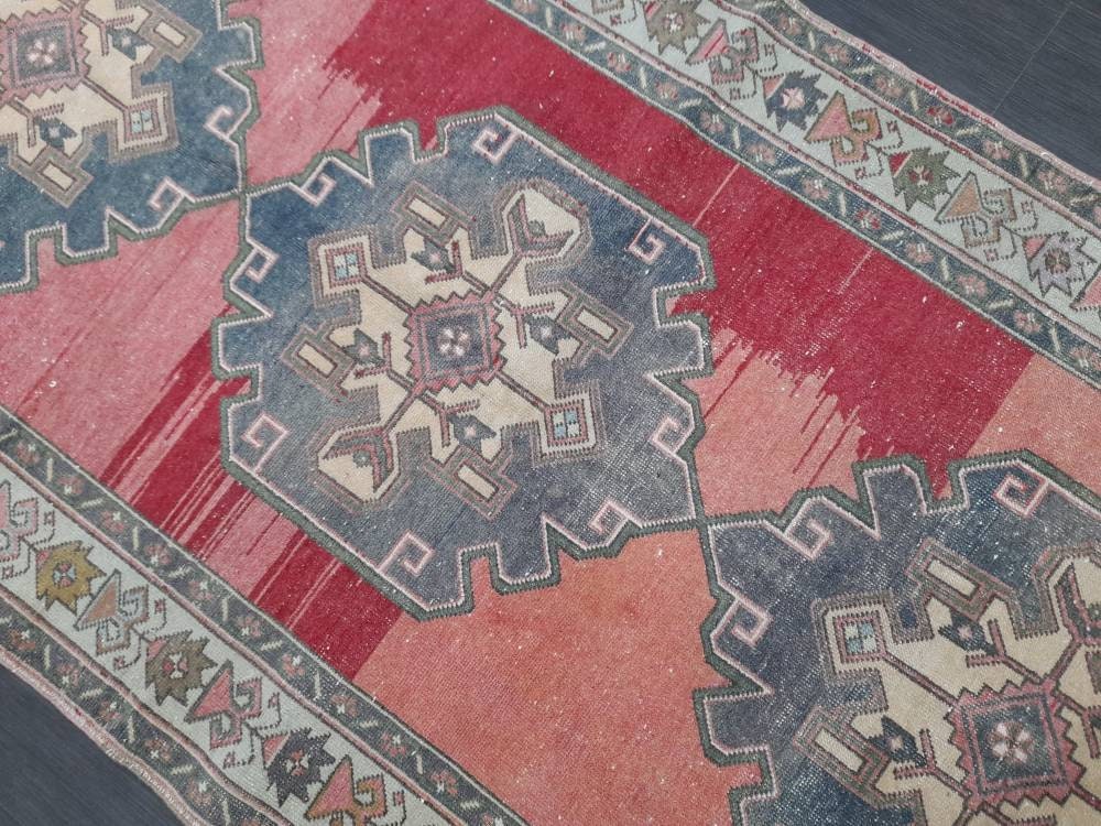 Muted Vintage Runner Rug 4.8 x 11 Oriental Runner Rug muted Turkish Runner Rug Hallway Runner Rug Kitchen Runner Rug Wool Runner Rug
