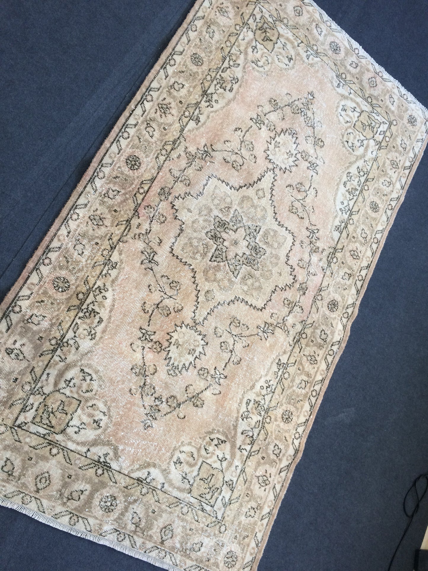 Vintage Rug Oushak 4 x 7.7 Rug Turkish Rug Muted Hand Knotted Wool Rug Handmade Rug Oriental Rug