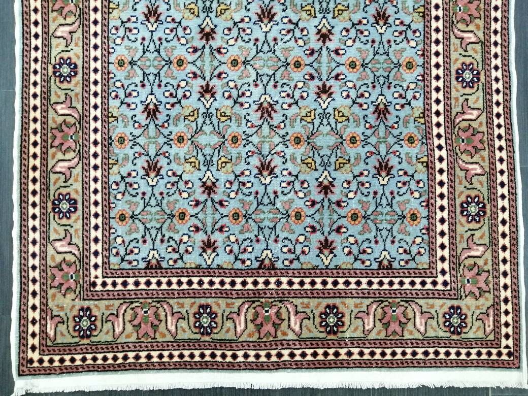 3.6 x 5.8 Blue Hand Made Rug, Oushak Rug, Rustic Rug, Bohemian Rug, Rug Runner, Turkish Rug, Farmhouse Rug, Vintage Rug, Wool rug