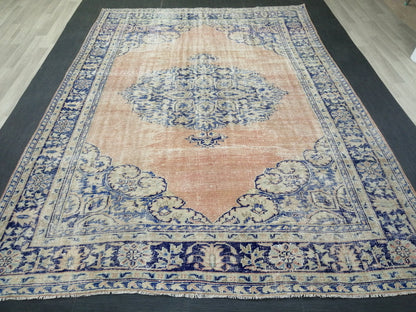 Large 10.7 x 7.5 OUSHAK RUG TURKISH Oushak Rug Vintage Oushak Runner Rug Vintage 8 by 11 Rug Wool Oriental Rug Hand Made Rugs Turkish Rug