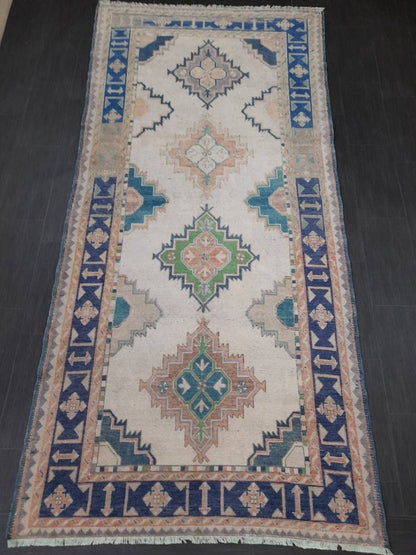 Muted Vintage Runner Rug 5 x 10.4 Turkish Runner Rug Handmade Runner Rug Hallway Runner Kitchen Runner Rug Wool Runner Rug Oriental Runner
