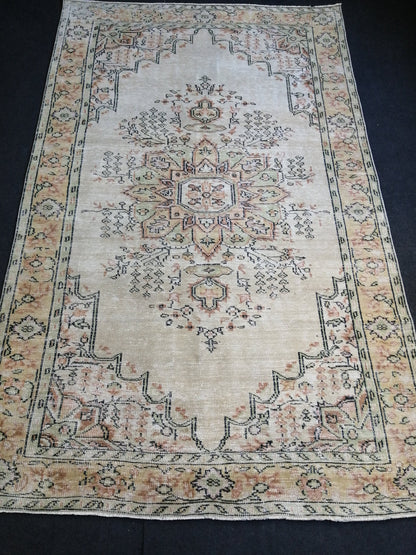 HandMade 6.2 x 10 Rug, Oushak Rug, Rustic Rug, Light Green Rug Hand Knotted Rug Turkish Rug, Farmhouse Rug, Vintage Rug, Wool rug