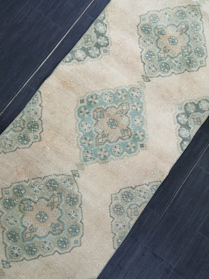 Muted Oushak Runner Rug 10.7 x 2.6 Muted Vintage Runner Rug Hallway Runner Rug Kitchen Runner Rug Wool Runner Rug Wool Oushak Rug
