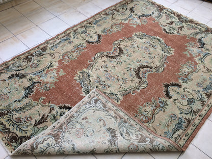 6.5 x 9.6 Oushak Rug Large Area handmade Rug Vintage Rug Hand Made Oriental Rug Turkish Rugs Distressed Rug