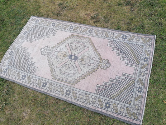 Turkish rug,oushak rug,vintage pastel rug, hand made wool rug 3'6x6'2ft