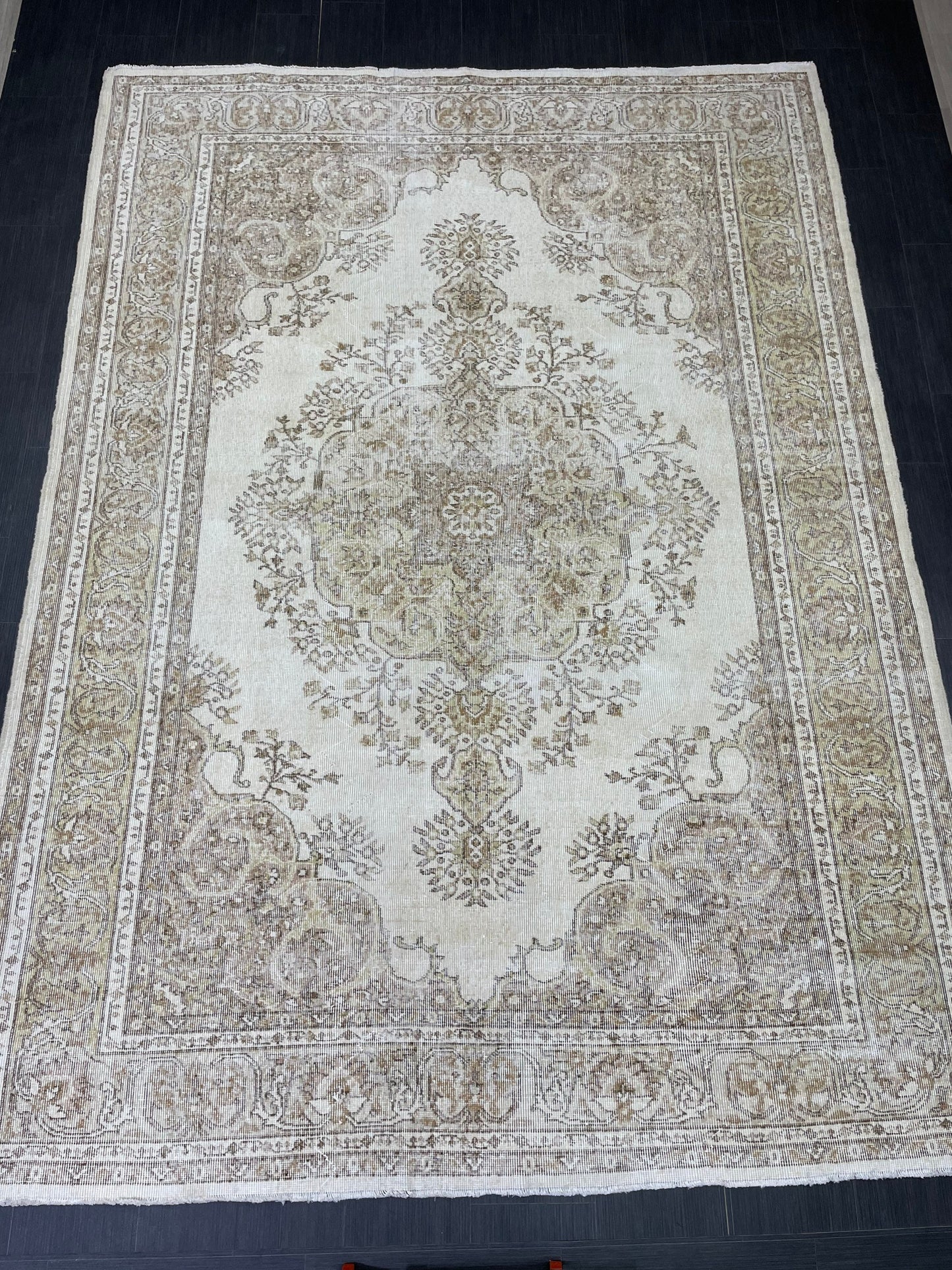 Vintage RUG 7.2 x 10 Antique Rug Vintage Wool  Oriental Rug Handmade Rug Hand Knotted  Rug NATURAL Wool Rug Turkish Rug