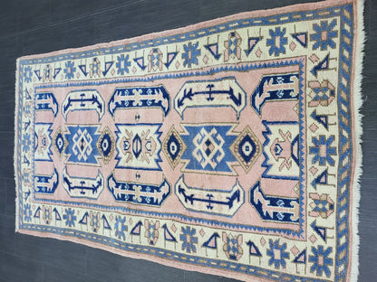 3x5 Vintage Rug,  TURKISH HANDMADE Rug, Vintage Turkish Rug, Oushak Rug, Turkish Oushak Rug, Vintage Handknotted Rug, Wool Rug