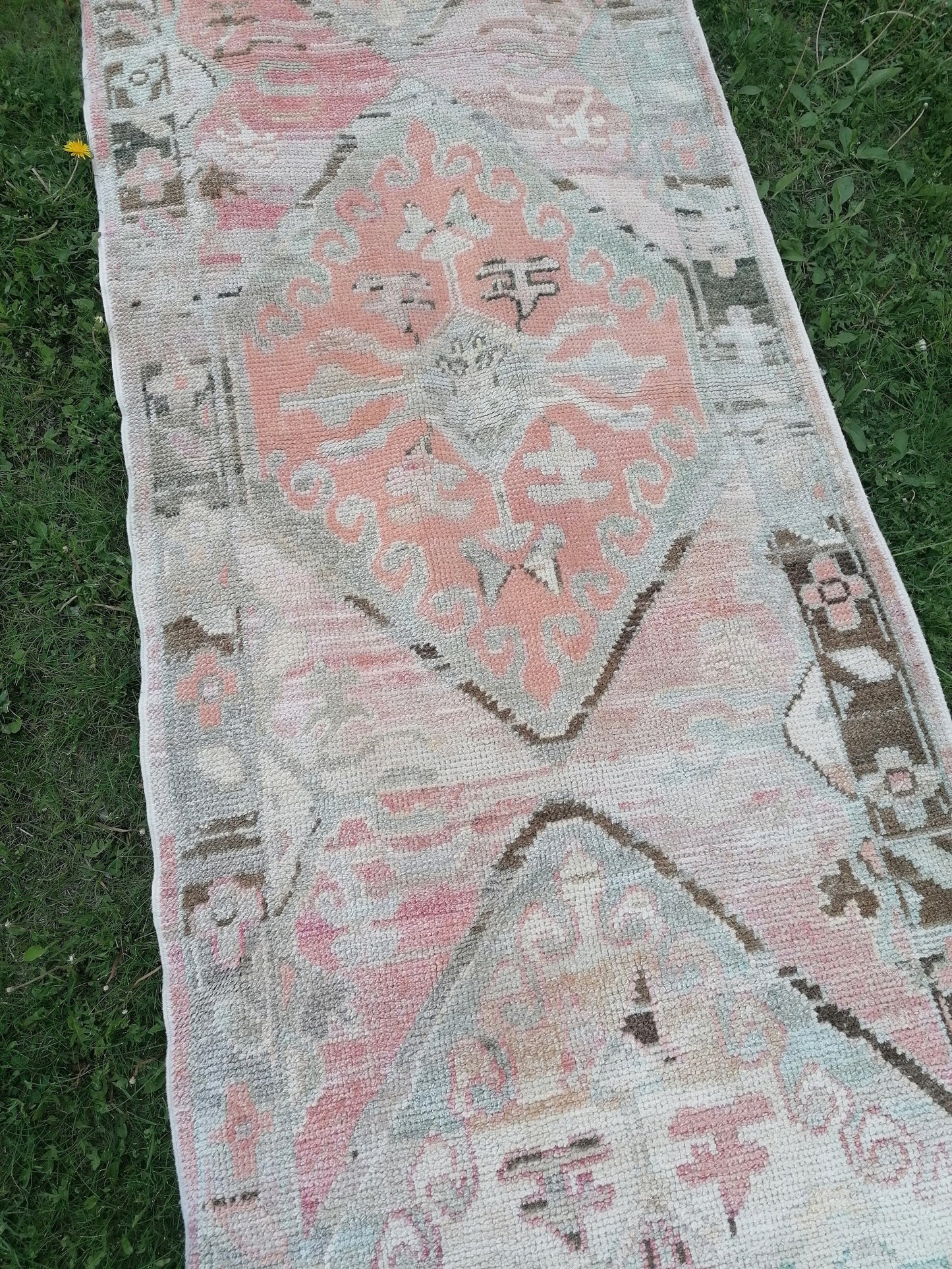 Oushak runner rug 2'11x16'8 turkish new production oushak runner rug vintage runner rug, hallway runner  kitchen runner, handmade wool rugs