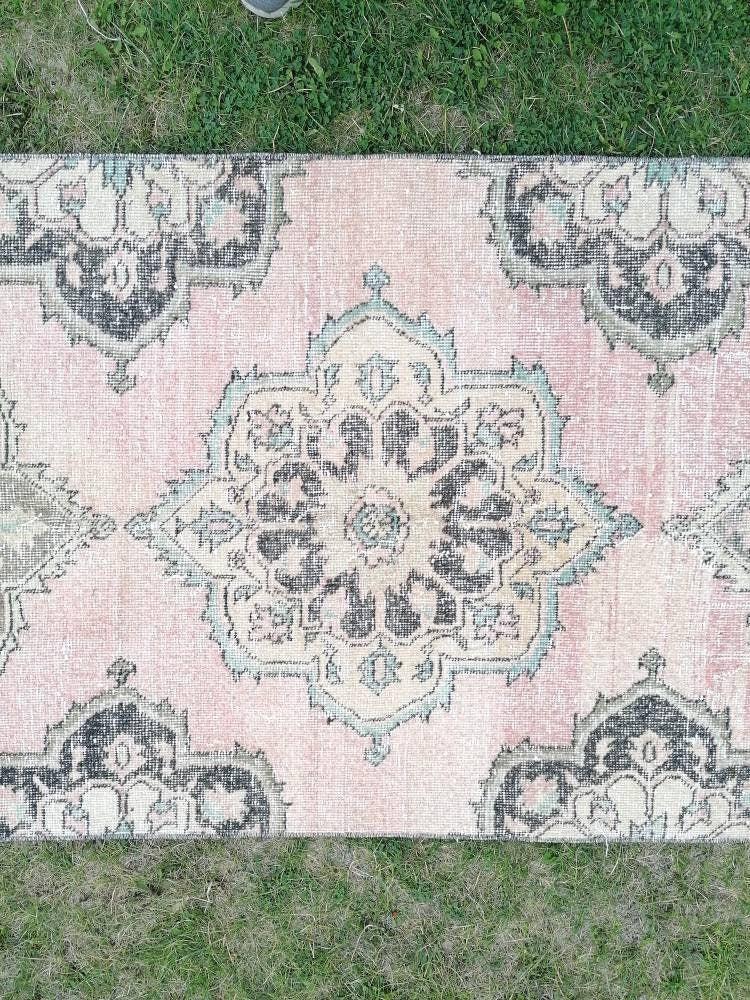 Vintage wool runner 2'10x12'7 hallway oushak runner, distressed turkish handmade runner, kitchen runner rug, entery rug