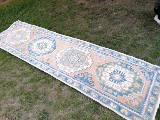 2'10x10'7 oushak turkish wool runner rug, new production oushak handmade rug, living room rug, bohemian rug