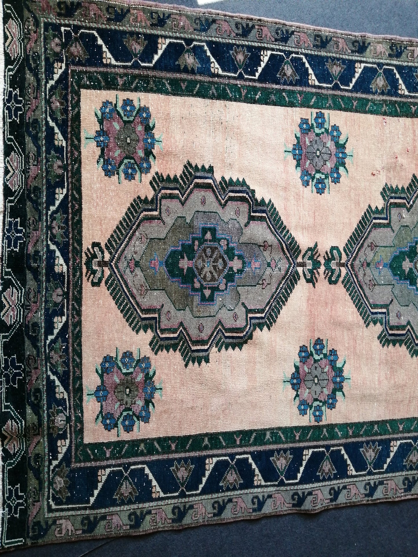 Turkish Rug 5x12, Large Area Rug , Vintage Rug, Oushak Rug, Oriental Runner