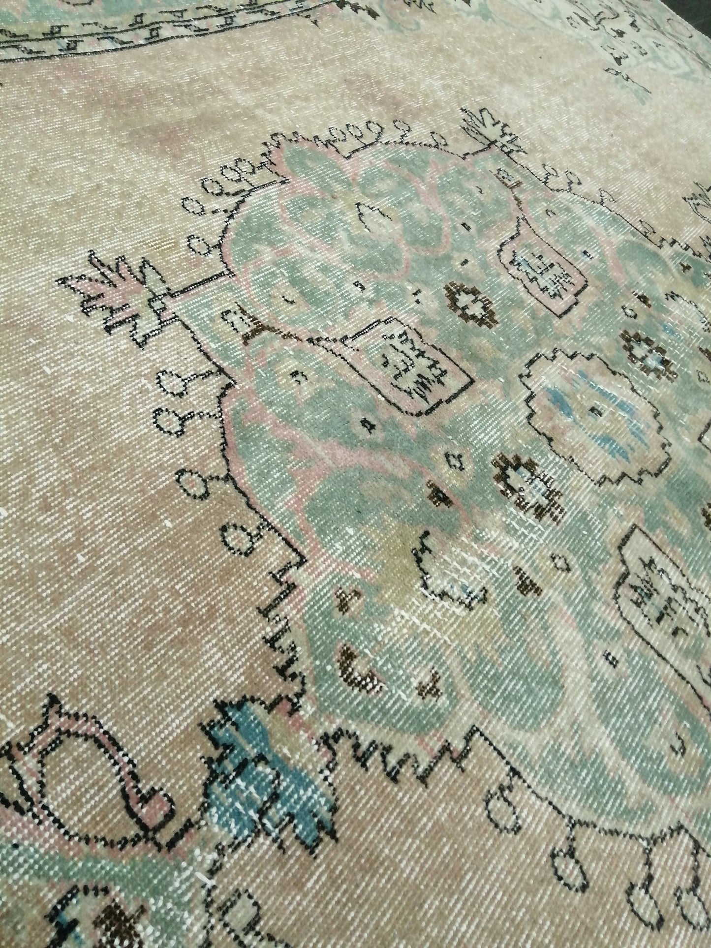 6.4 x 10 Large Area OUSHAK RUG TURKISH Oushak Rug Vintage Oushak Muted Rug Vintage Rugs Oushak Rug Hand Made Rugs Vintage Turkish Rug